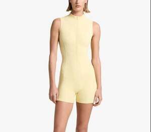 New Gigi C Keelan Snakeskin Open Back Romper XL Butter Yellow